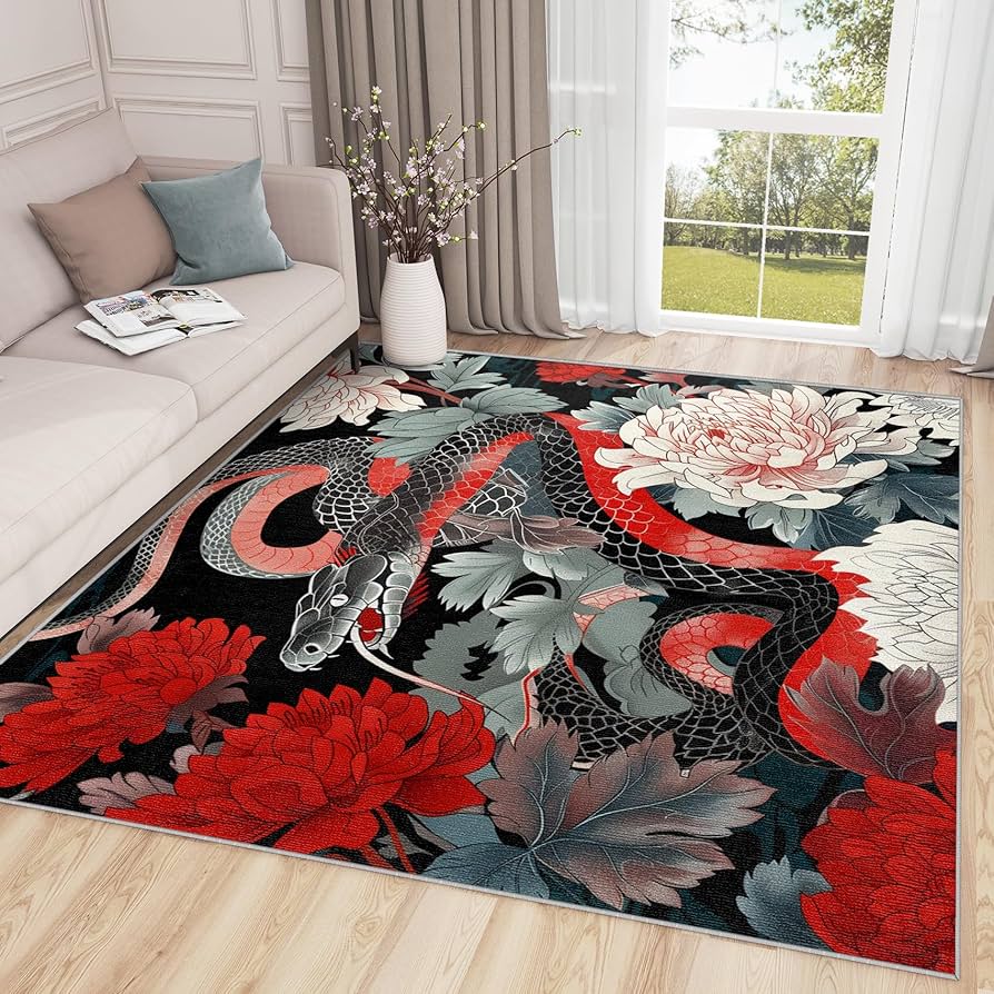 oriental flower rug carpet (120×180cm) SherAvant Japanese Rugs for Living Room - 2x3 Rug - Japanese